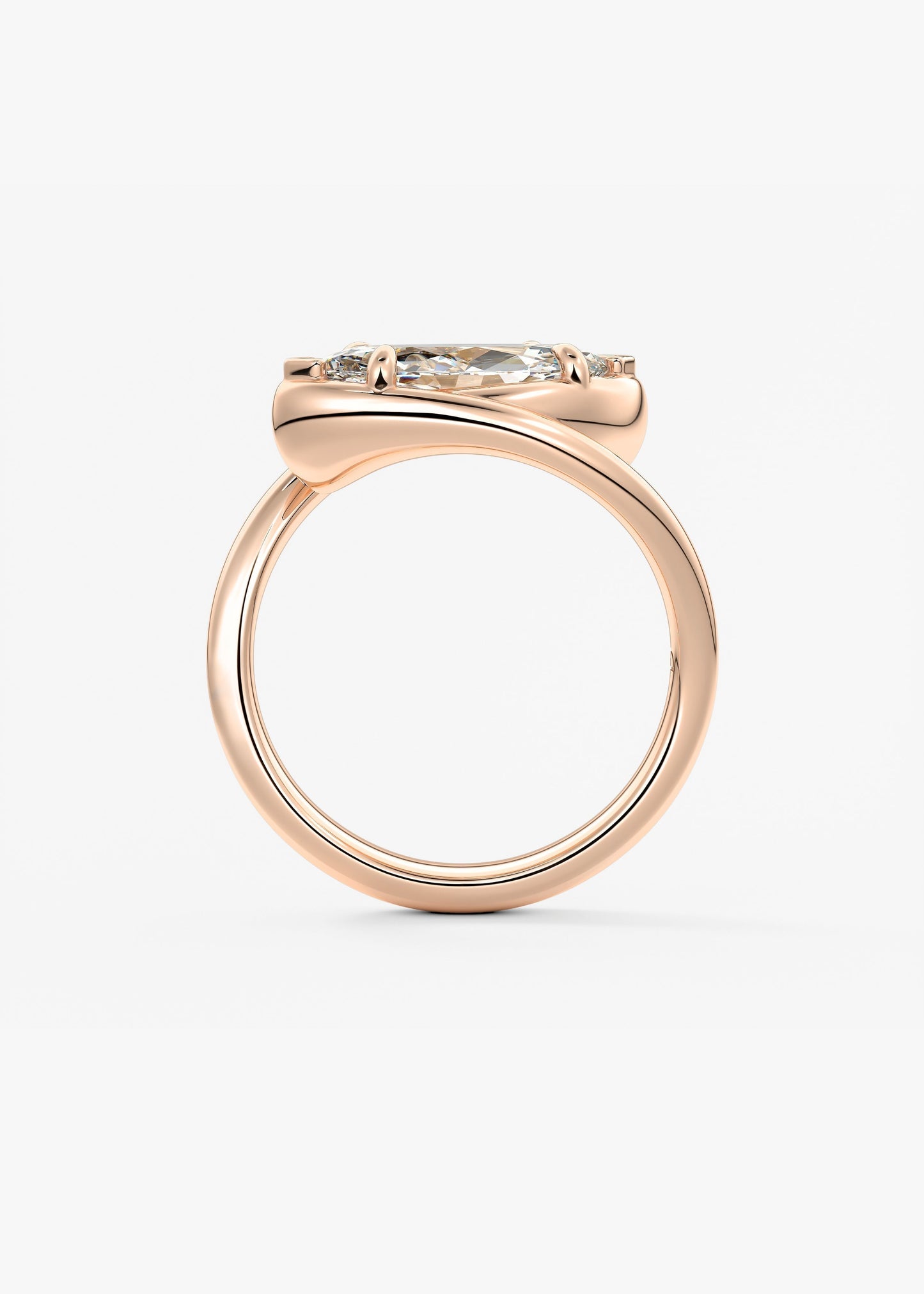 Marquise Swirl Solitaire Lab Grown Diamond Engagement Ring