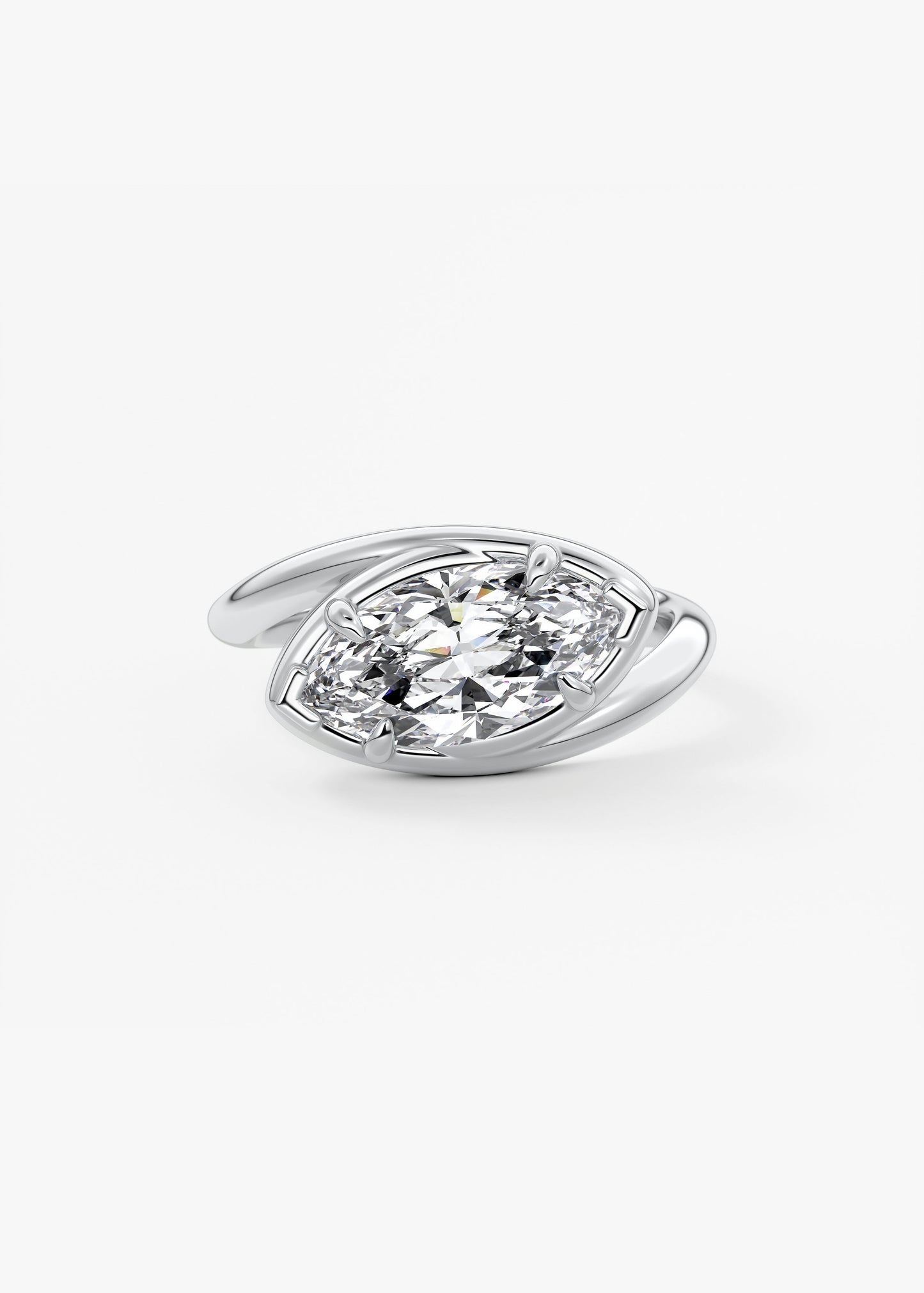 Marquise Swirl Solitaire Lab Grown Diamond Engagement Ring