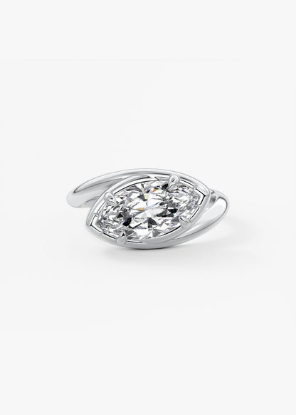 Marquise Swirl Solitaire Lab Grown Diamond Engagement Ring