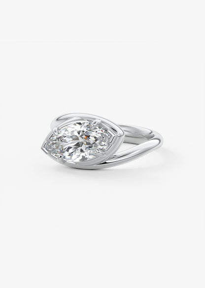 Marquise Swirl Solitaire Lab Grown Diamond Engagement Ring