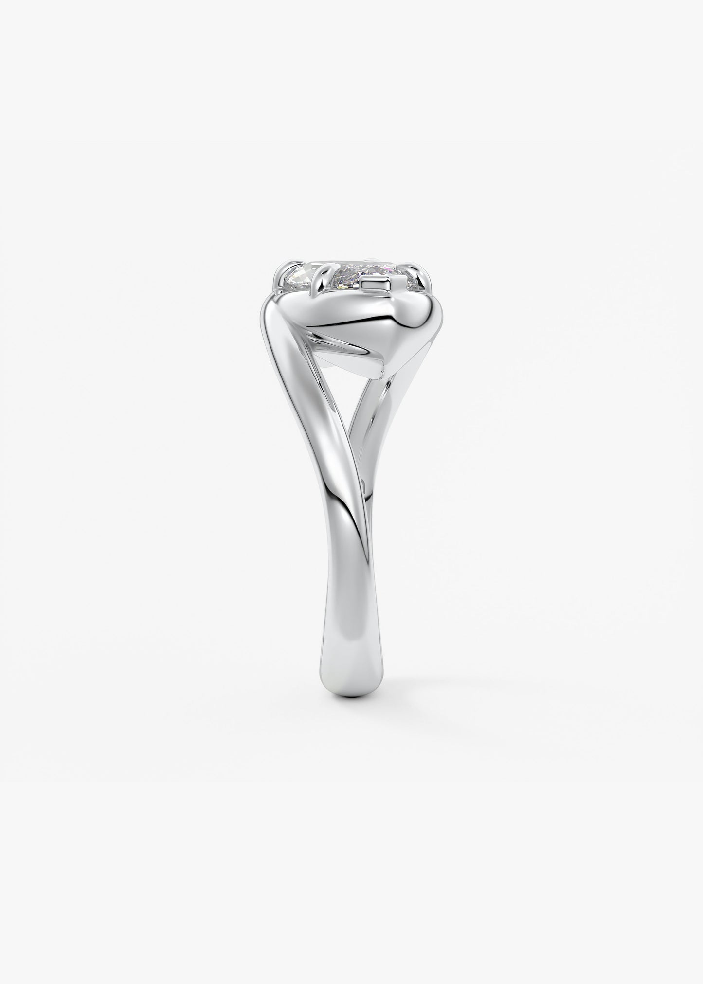 Marquise Swirl Solitaire Lab Grown Diamond Engagement Ring