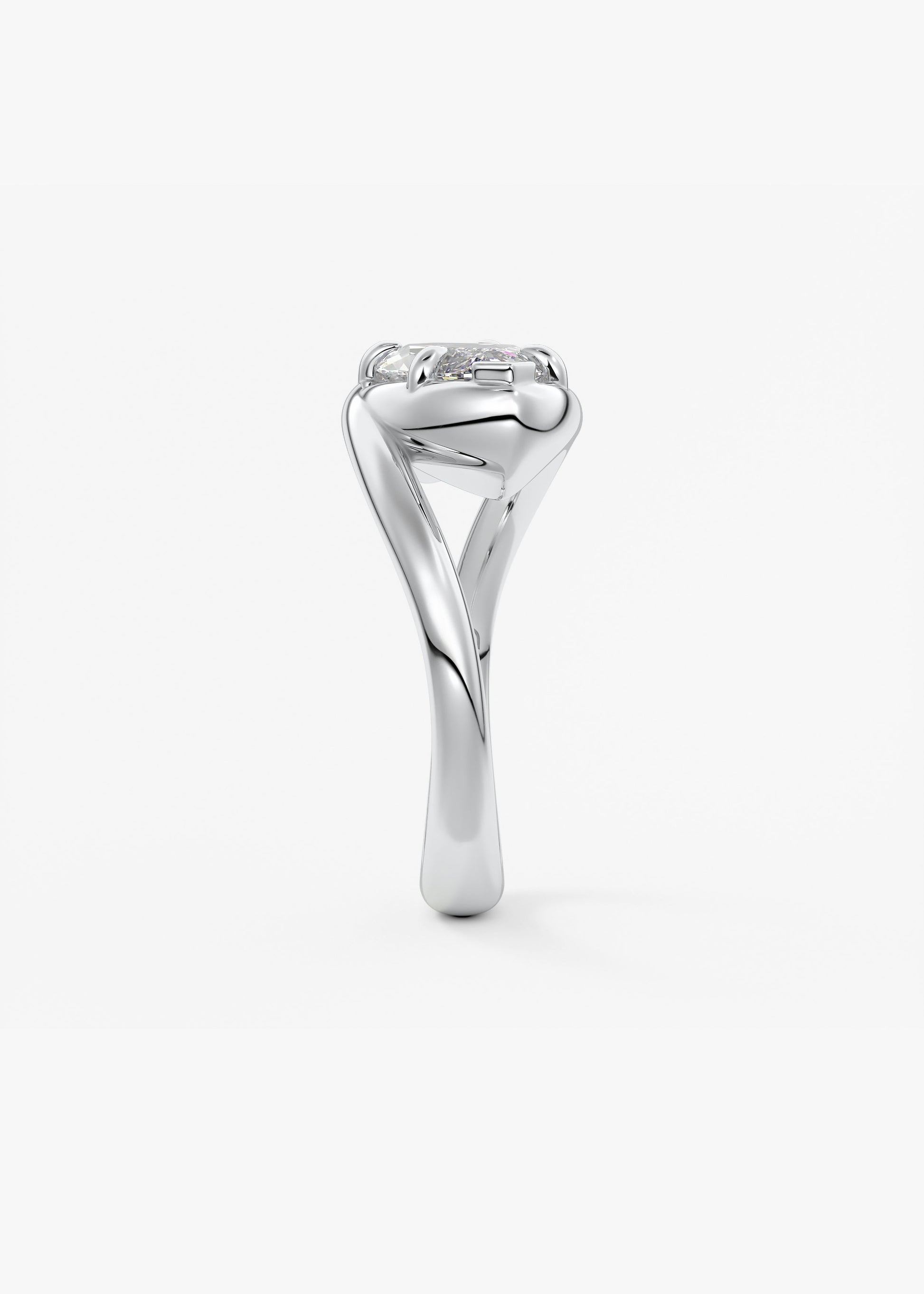 Marquise Swirl Solitaire Lab Grown Diamond Engagement Ring