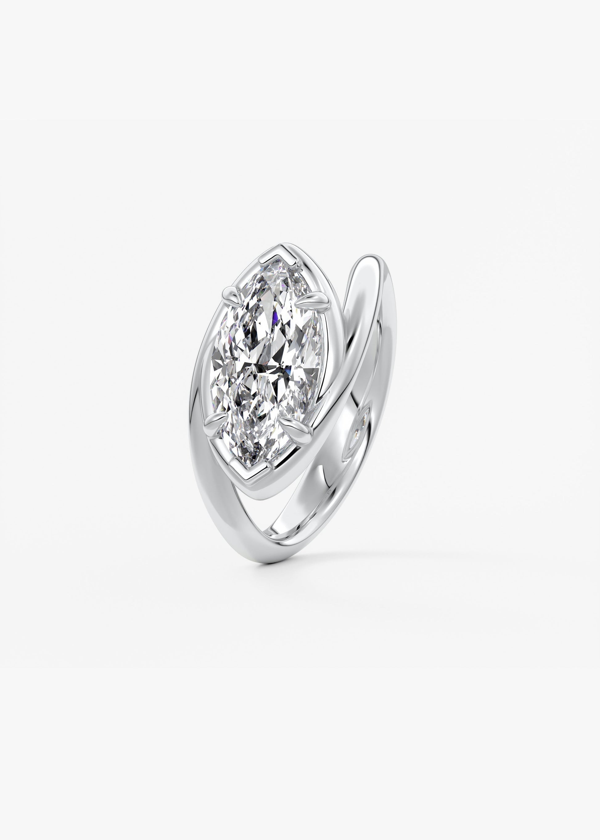 Marquise Swirl Solitaire Lab Grown Diamond Engagement Ring