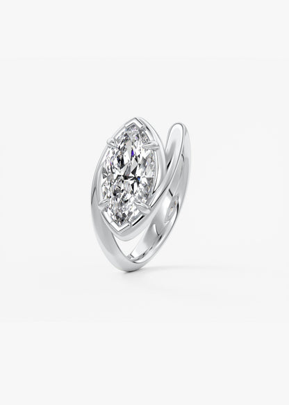 Marquise Swirl Solitaire Lab Grown Diamond Engagement Ring