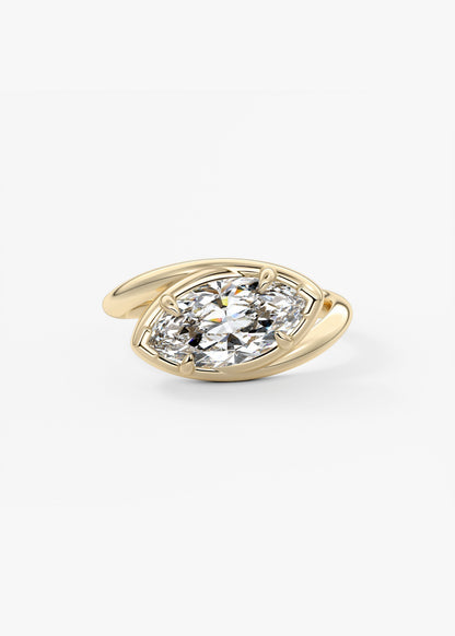 Marquise Swirl Solitaire Lab Grown Diamond Engagement Ring