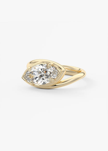 Marquise Swirl Solitaire Lab Grown Diamond Engagement Ring