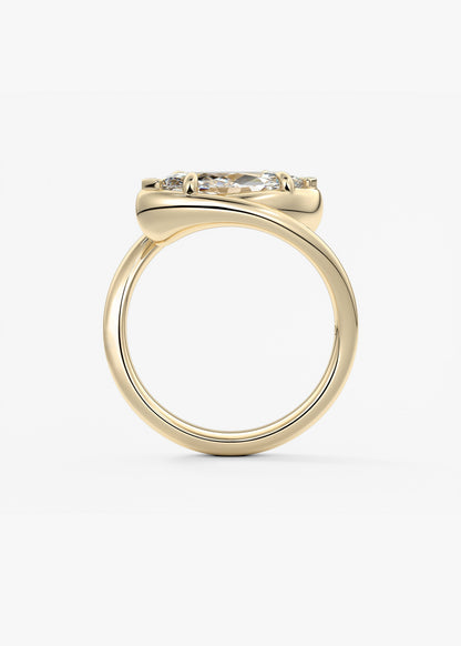 Marquise Swirl Solitaire Lab Grown Diamond Engagement Ring