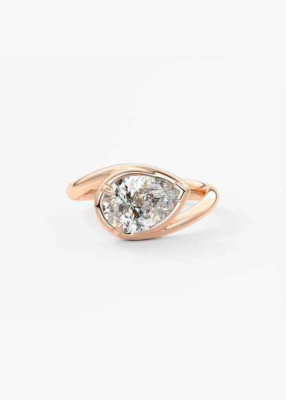 Pear Swirl Solitaire Lab Grown Diamond Engagement Ring