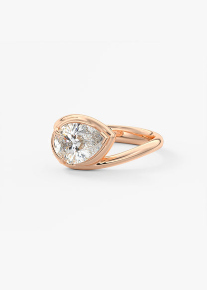 Pear Swirl Solitaire Lab Grown Diamond Engagement Ring