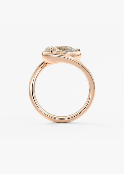 Pear Swirl Solitaire Lab Grown Diamond Engagement Ring