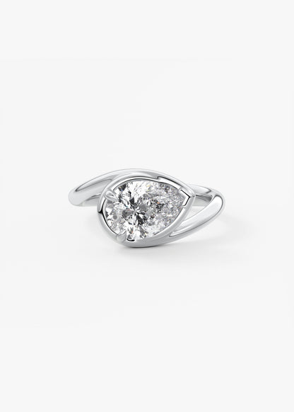 Pear Swirl Solitaire Lab Grown Diamond Engagement Ring