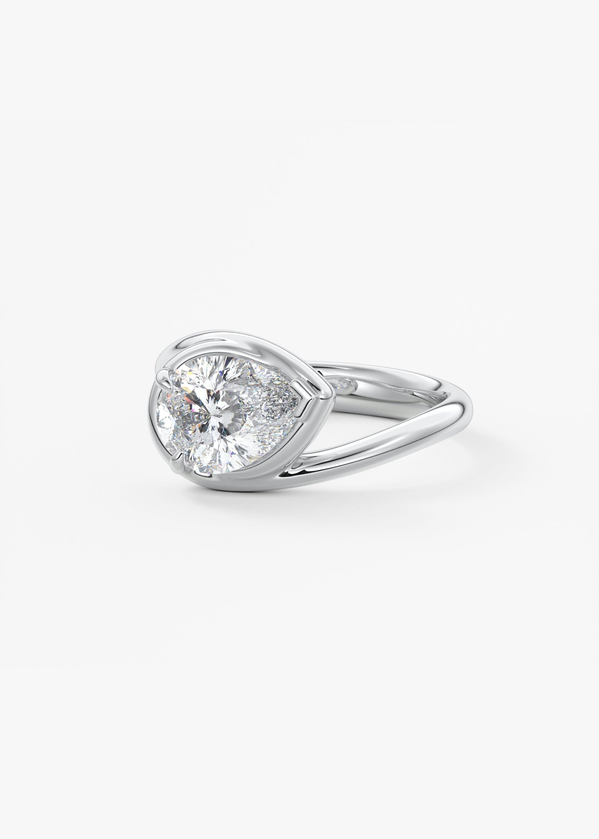 Pear Swirl Solitaire Lab Grown Diamond Engagement Ring