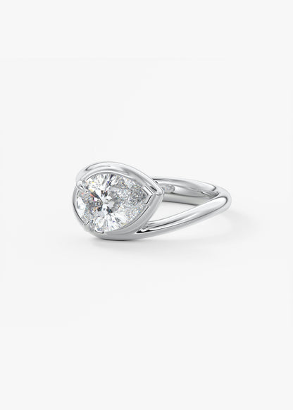 Pear Swirl Solitaire Lab Grown Diamond Engagement Ring