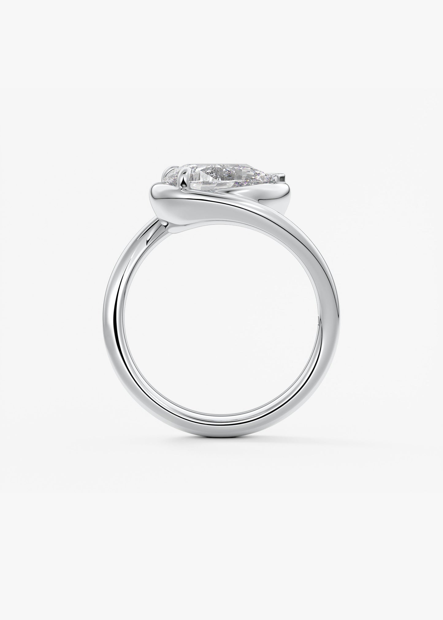 Pear Swirl Solitaire Lab Grown Diamond Engagement Ring
