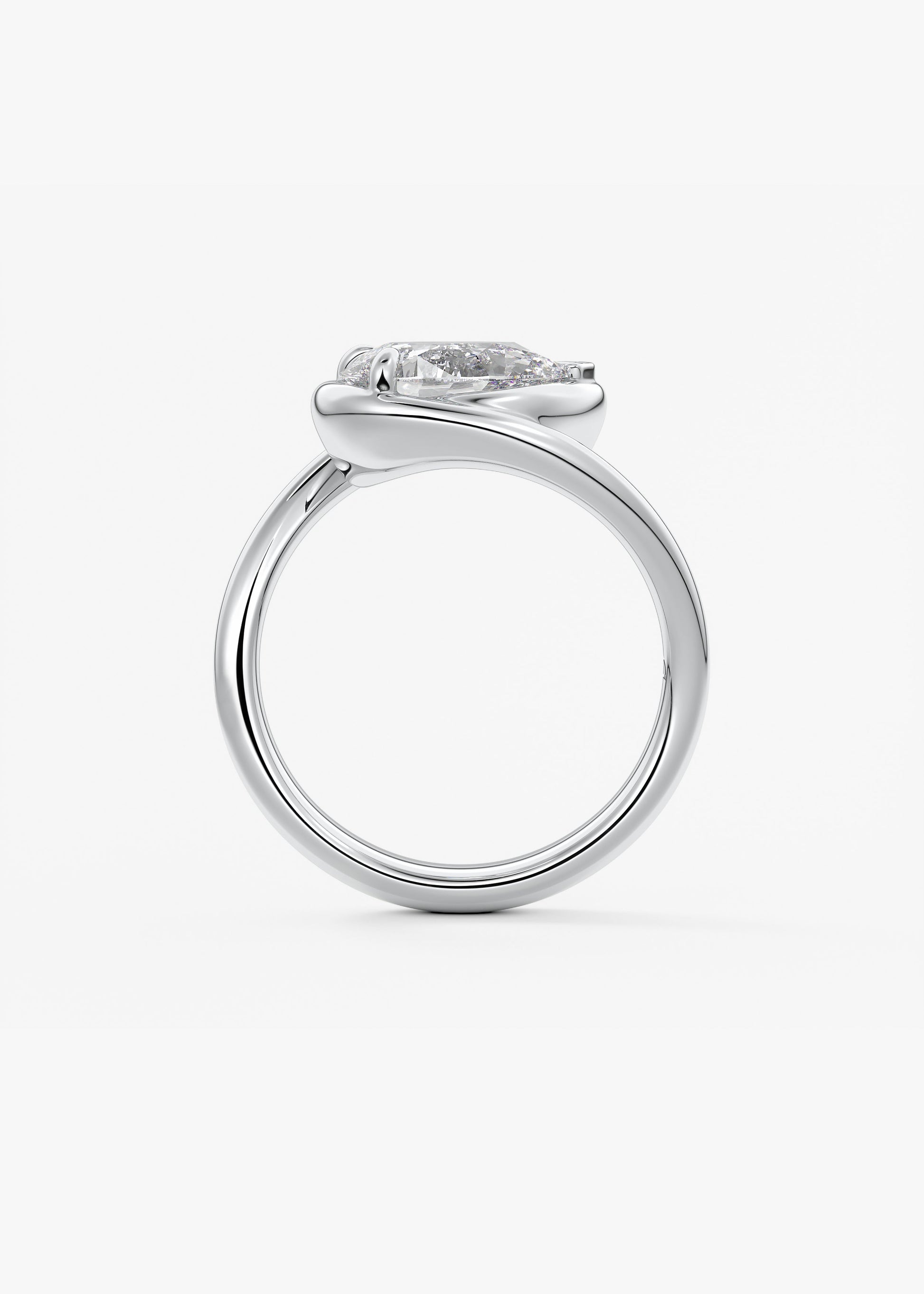 Pear Swirl Solitaire Lab Grown Diamond Engagement Ring