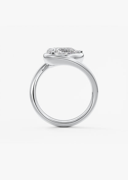 Pear Swirl Solitaire Lab Grown Diamond Engagement Ring