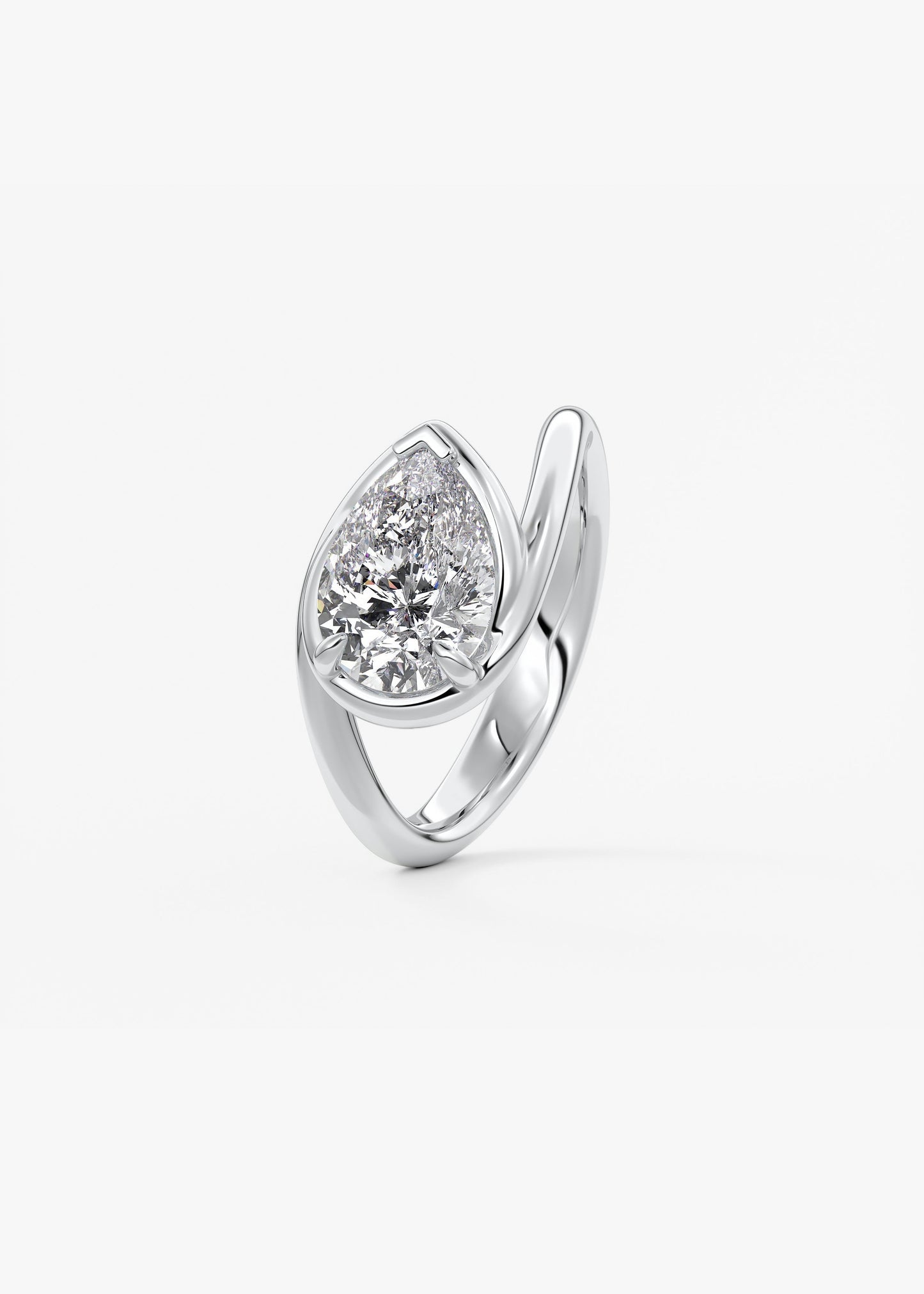 Pear Swirl Solitaire Lab Grown Diamond Engagement Ring
