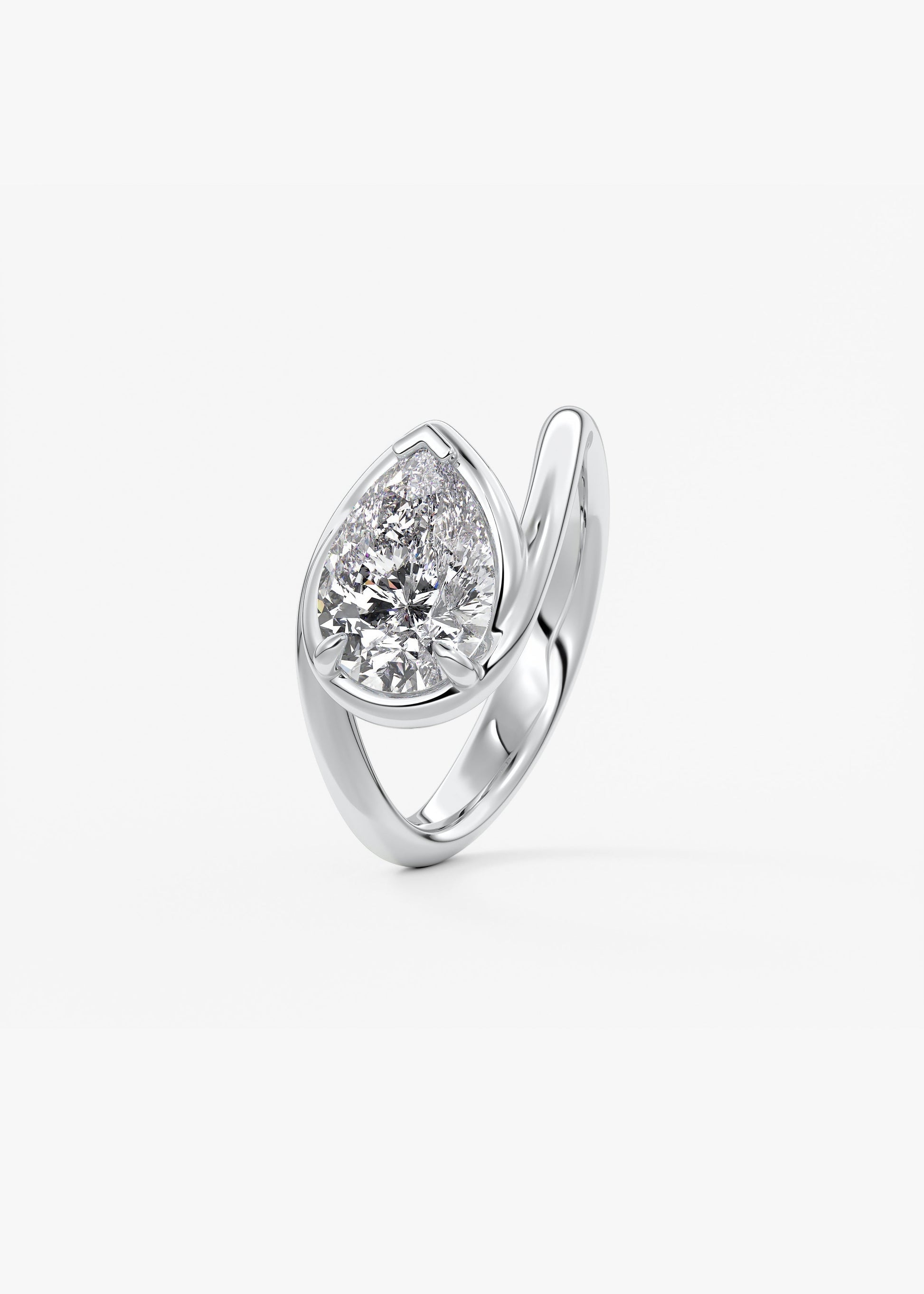 Pear Swirl Solitaire Lab Grown Diamond Engagement Ring