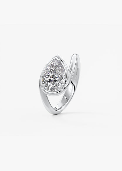 Pear Swirl Solitaire Lab Grown Diamond Engagement Ring