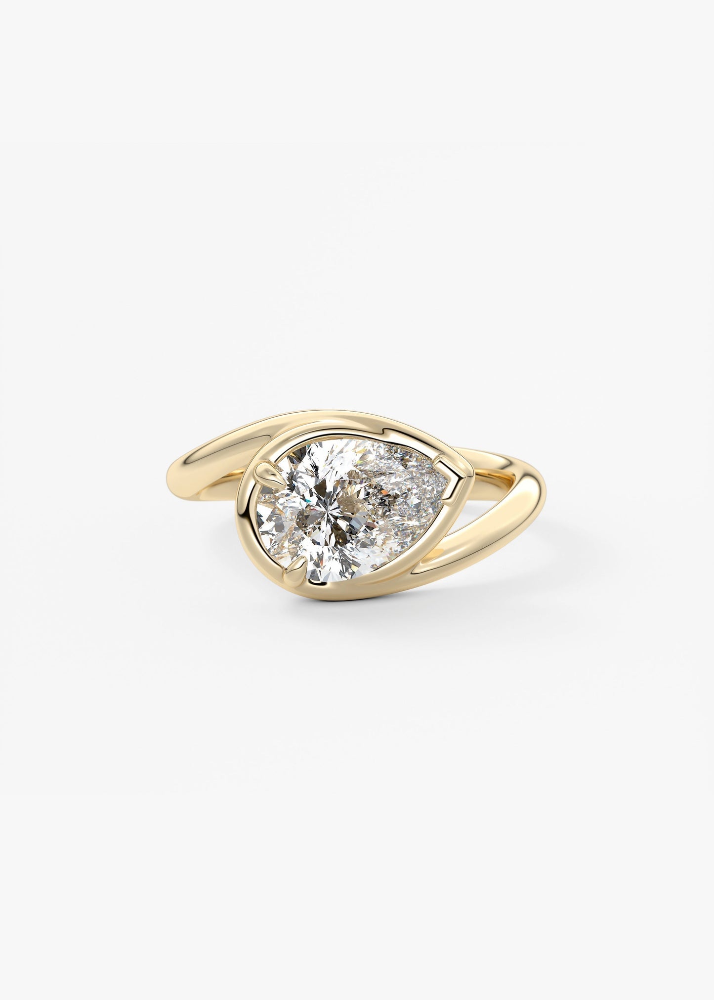Pear Swirl Solitaire Lab Grown Diamond Engagement Ring