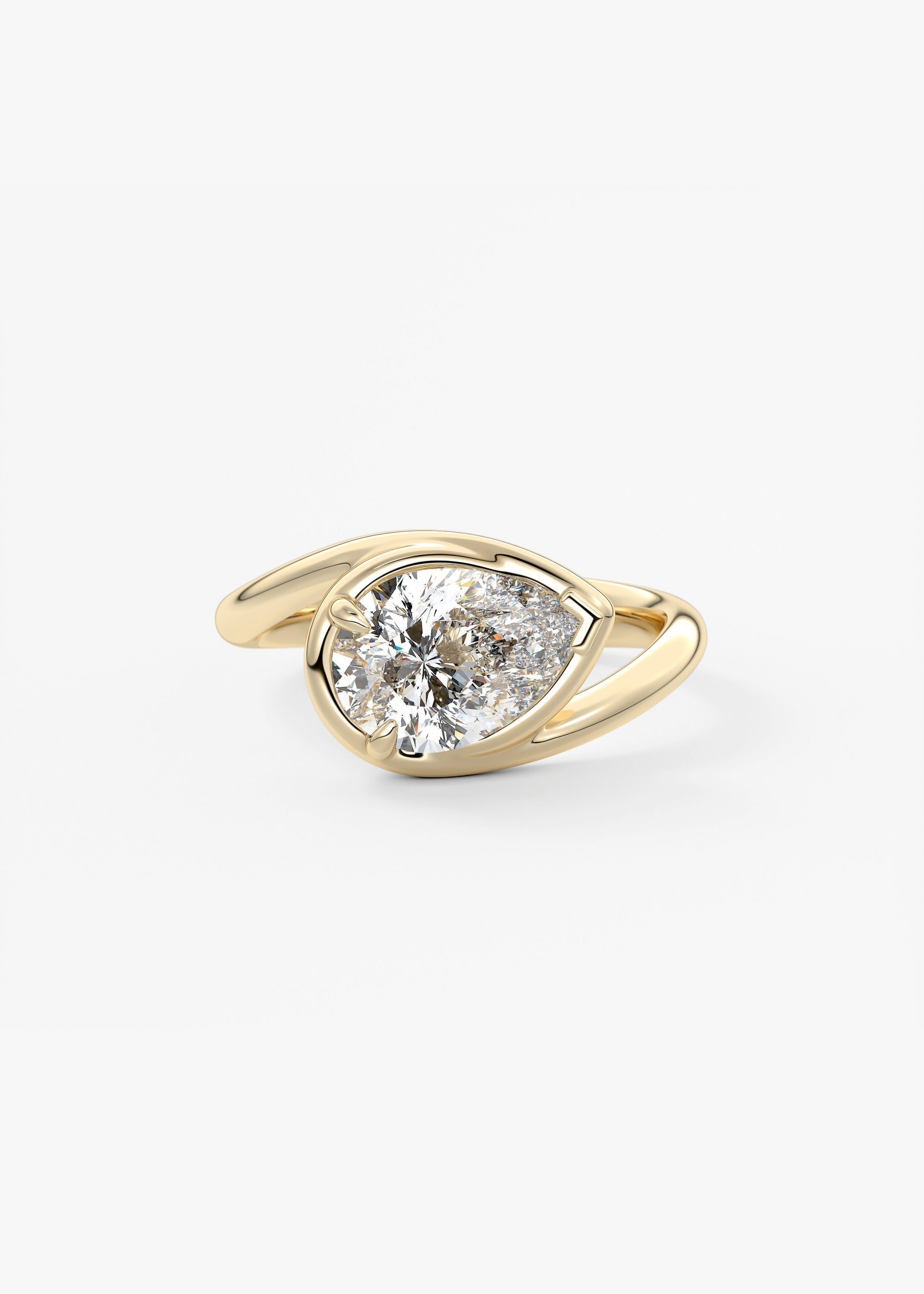 Pear Swirl Solitaire Lab Grown Diamond Engagement Ring
