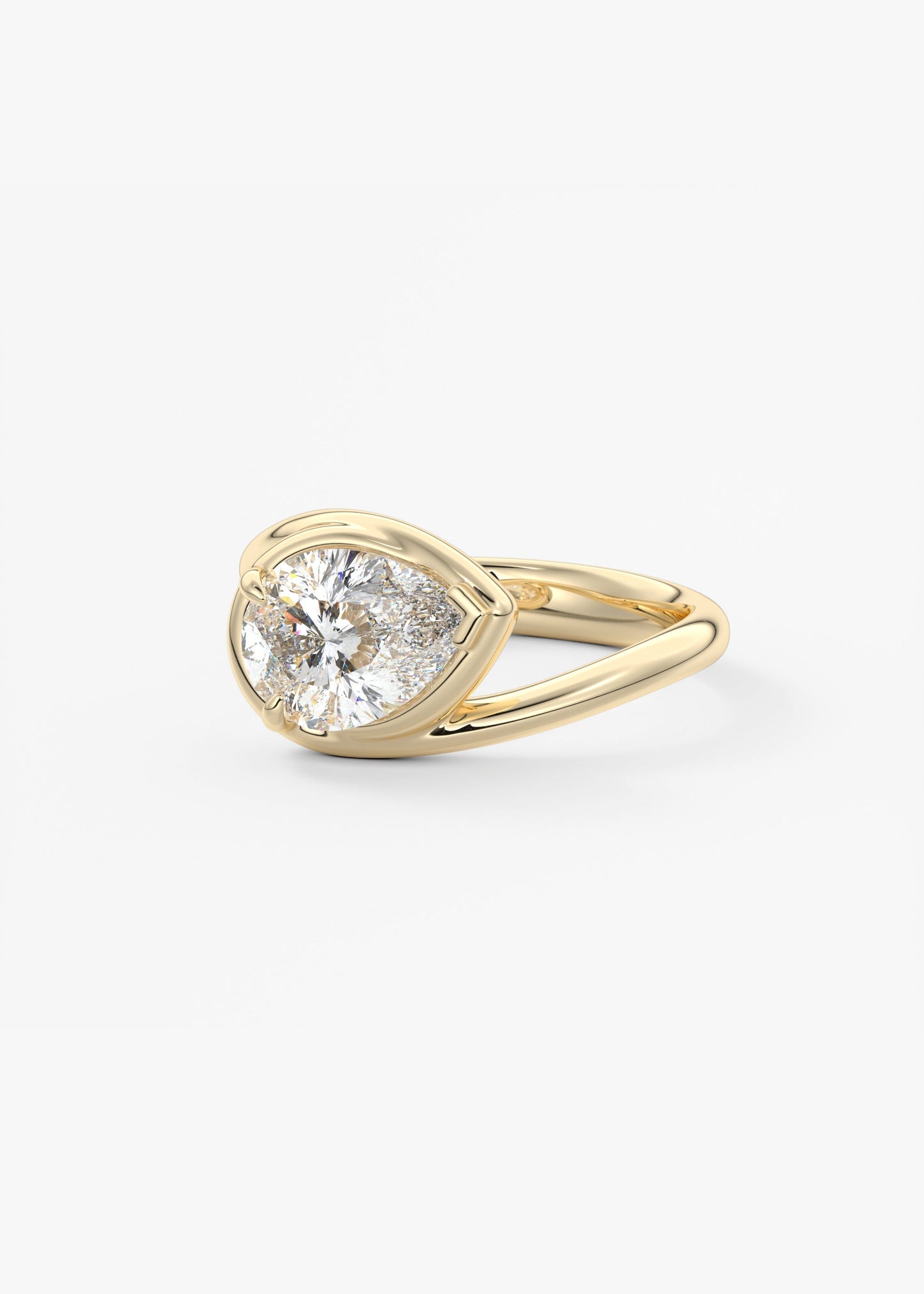 Pear Swirl Solitaire Lab Grown Diamond Engagement Ring