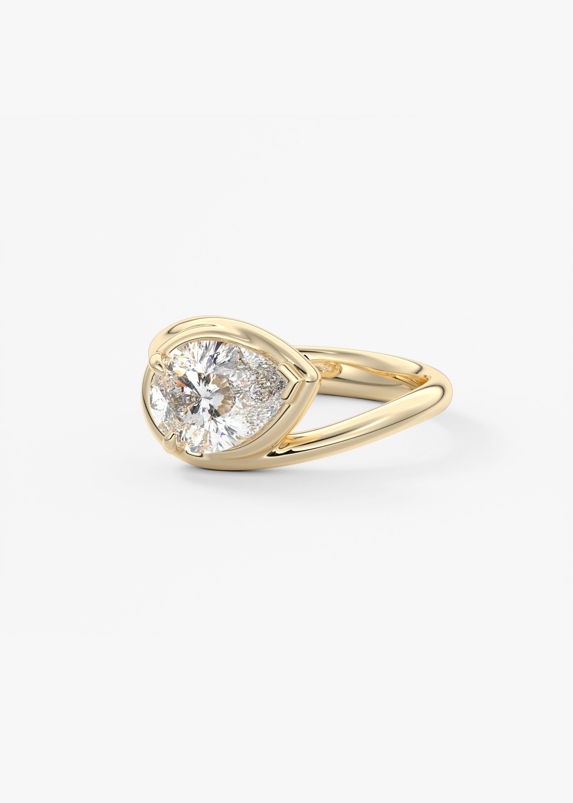 Pear Swirl Solitaire Lab Grown Diamond Engagement Ring