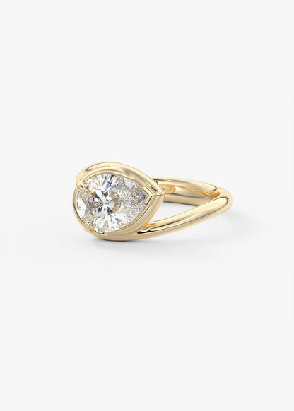 Pear Swirl Solitaire Lab Grown Diamond Engagement Ring