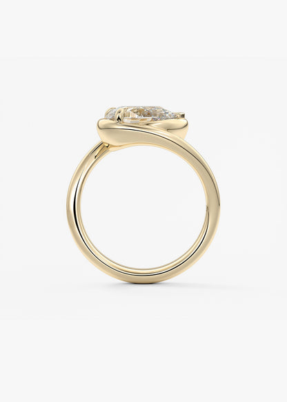 Pear Swirl Solitaire Lab Grown Diamond Engagement Ring
