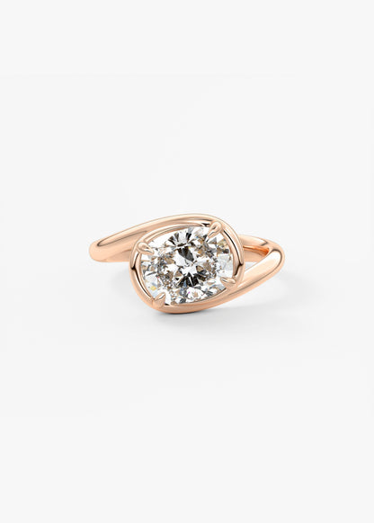 Cushion Swirl Solitaire Lab Grown Diamond Engagement Ring