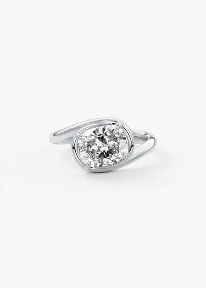 Cushion Swirl Solitaire Lab Grown Diamond Engagement Ring