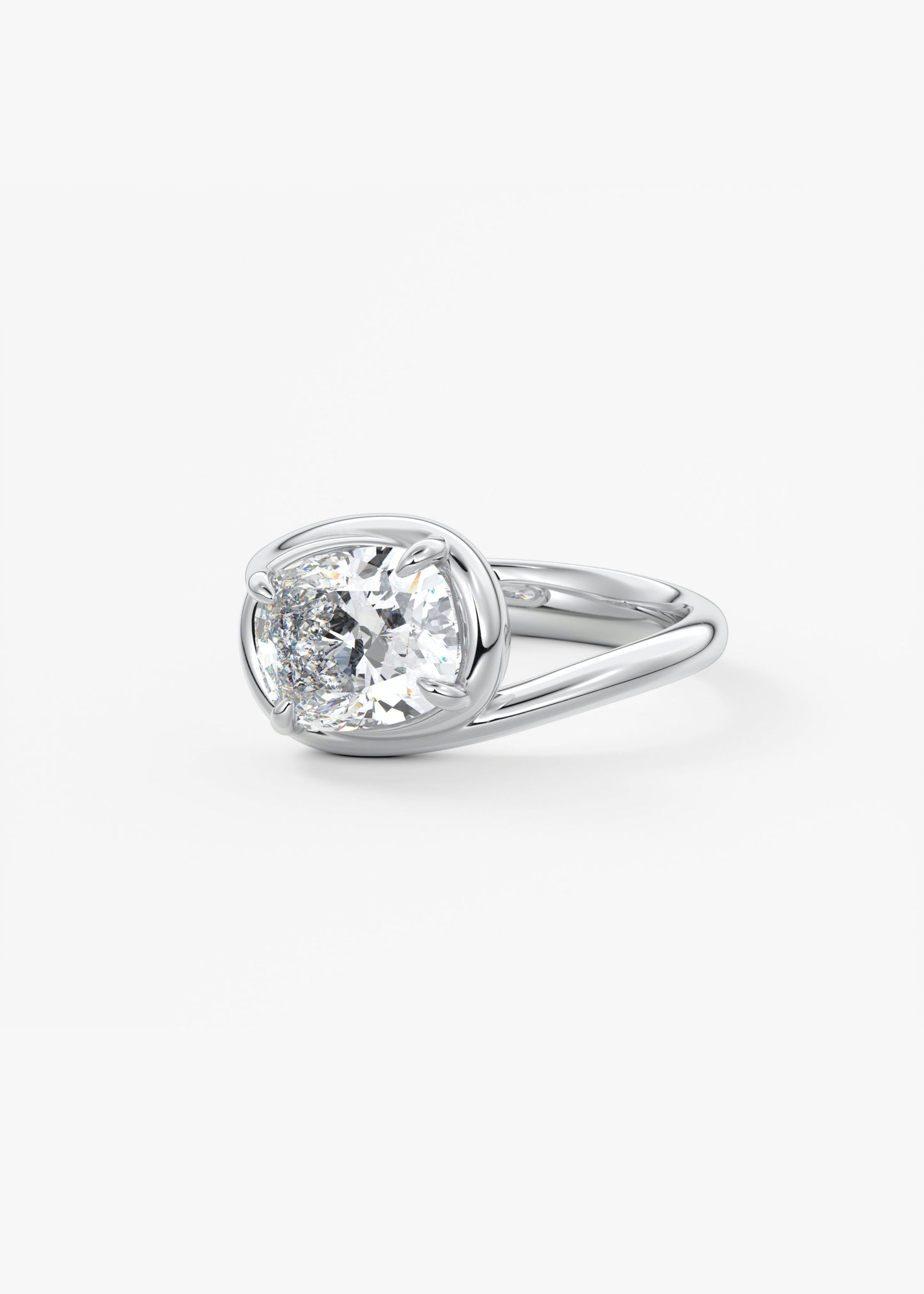 Cushion Swirl Solitaire Lab Grown Diamond Engagement Ring