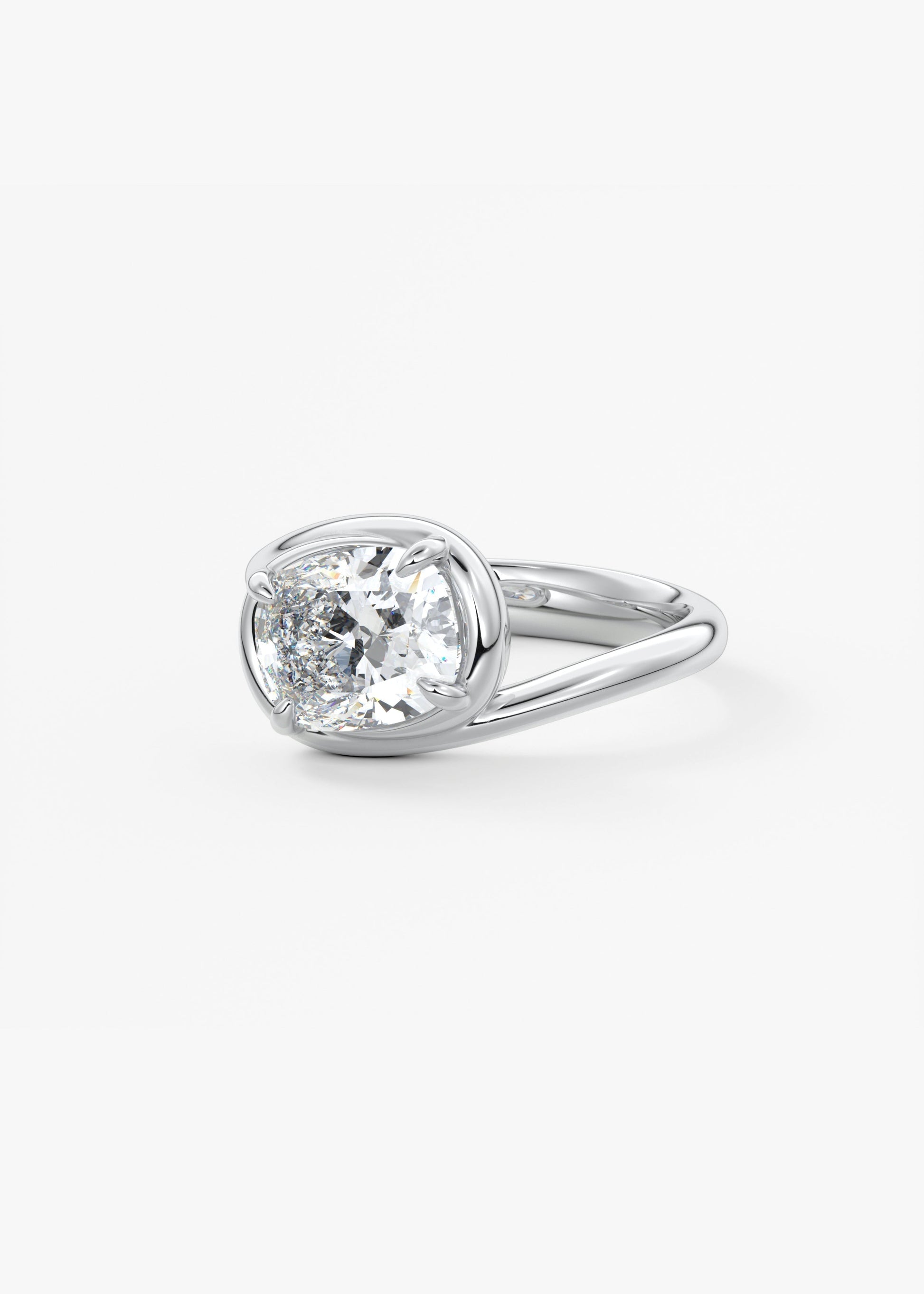 Cushion Swirl Solitaire Lab Grown Diamond Engagement Ring