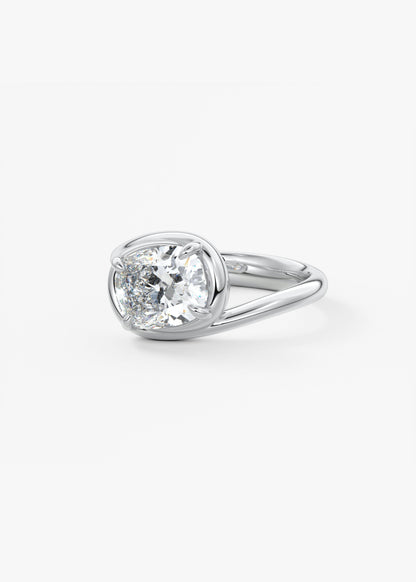 Cushion Swirl Solitaire Lab Grown Diamond Engagement Ring