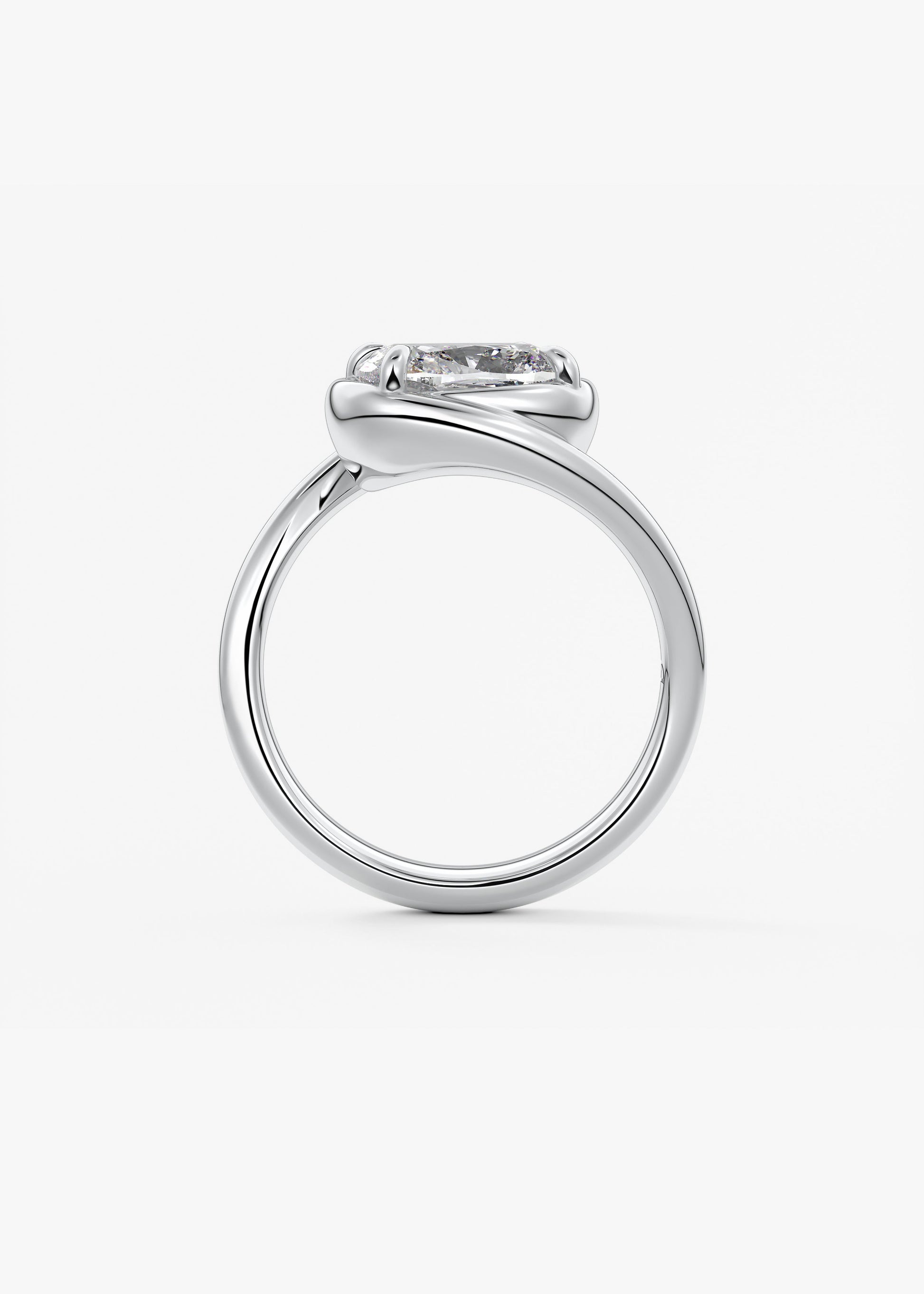 Cushion Swirl Solitaire Lab Grown Diamond Engagement Ring