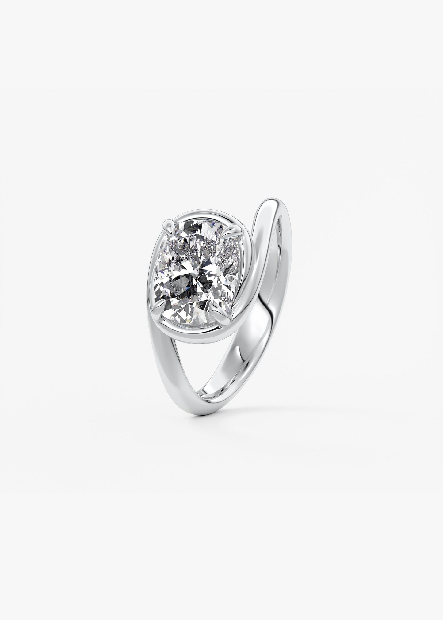 Cushion Swirl Solitaire Lab Grown Diamond Engagement Ring
