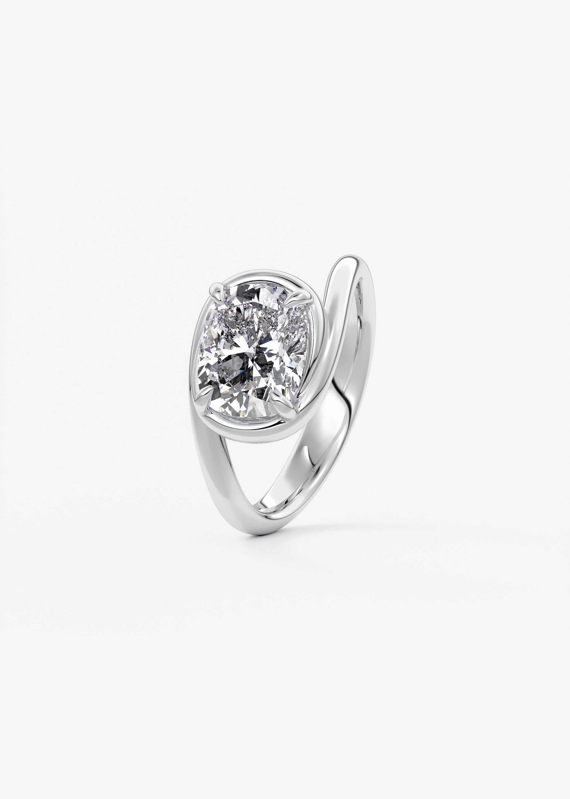 Cushion Swirl Solitaire Lab Grown Diamond Engagement Ring