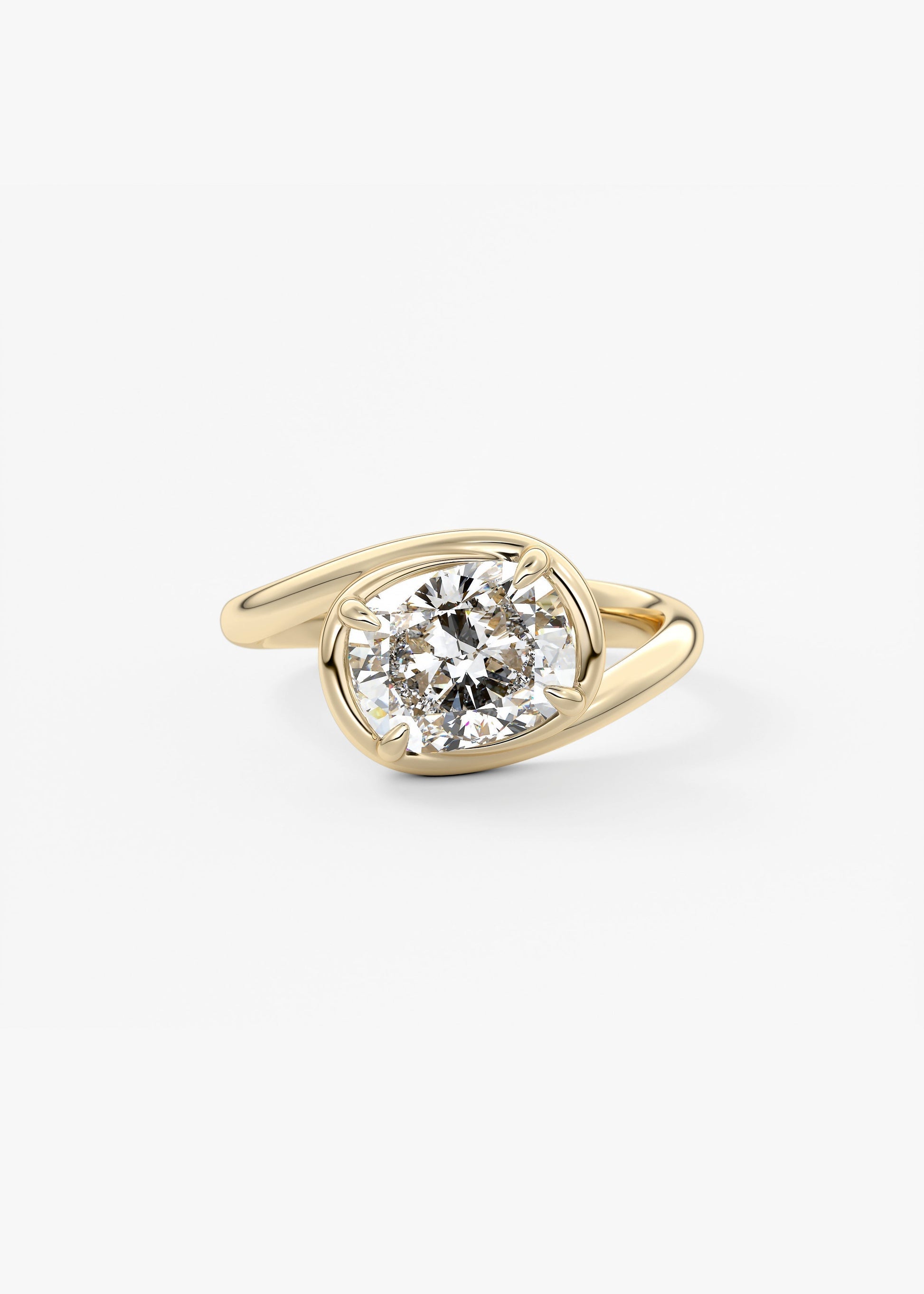 Cushion Swirl Solitaire Lab Grown Diamond Engagement Ring