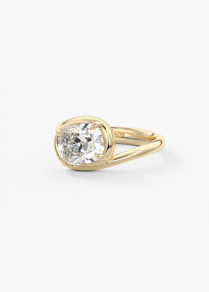 Cushion Swirl Solitaire Lab Grown Diamond Engagement Ring