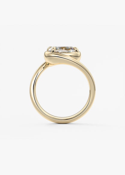 Cushion Swirl Solitaire Lab Grown Diamond Engagement Ring