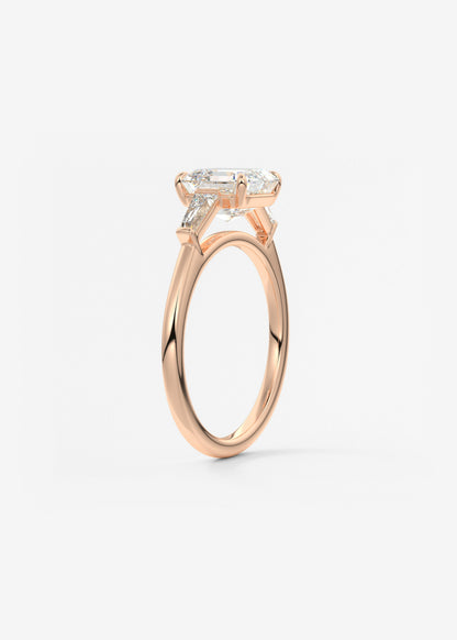 Asscher Three Stone Lab Grown Diamond Engagement Ring