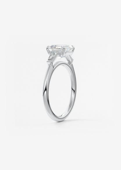 Asscher Three Stone Lab Grown Diamond Engagement Ring