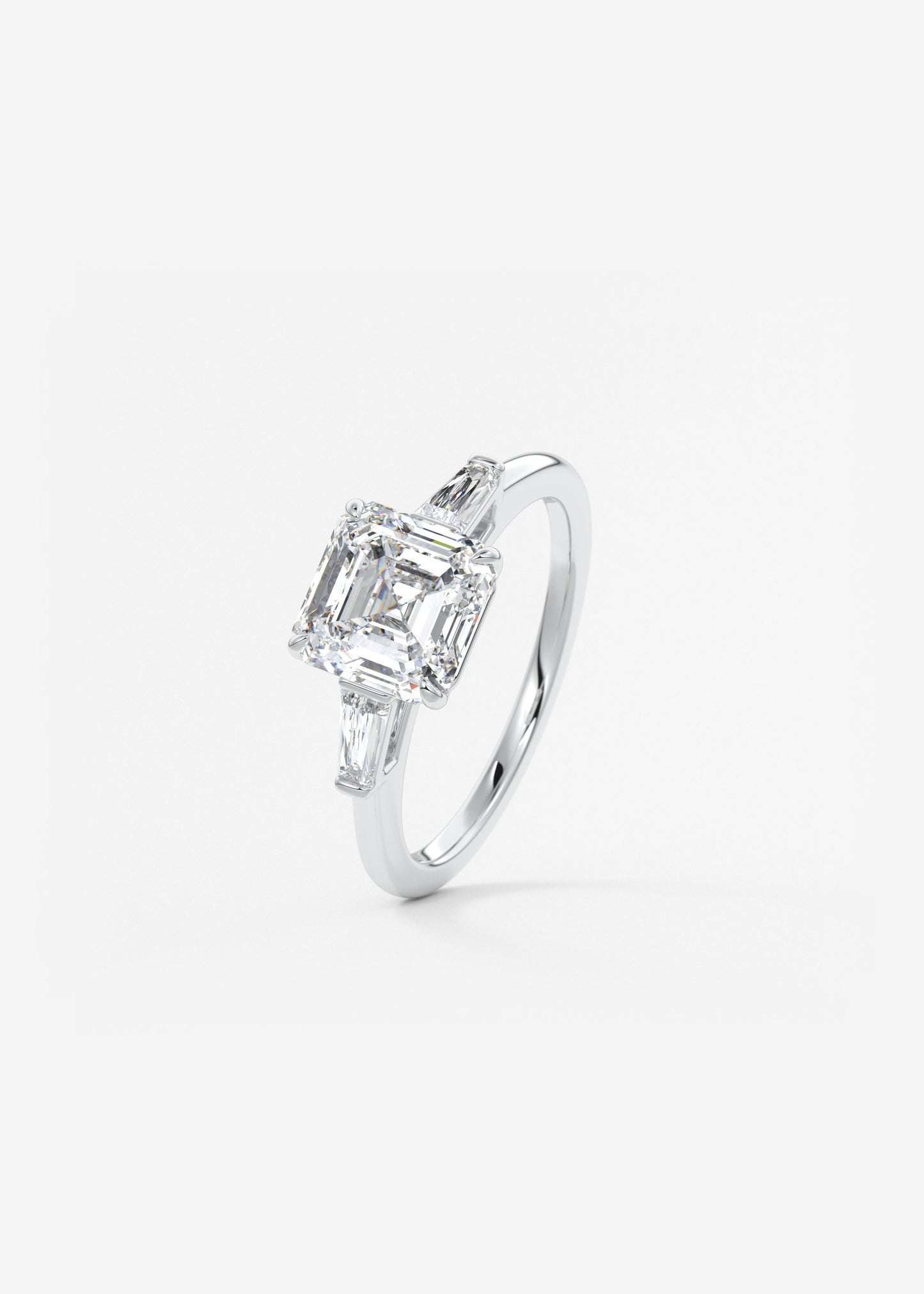 Asscher Three Stone Lab Grown Diamond Engagement Ring