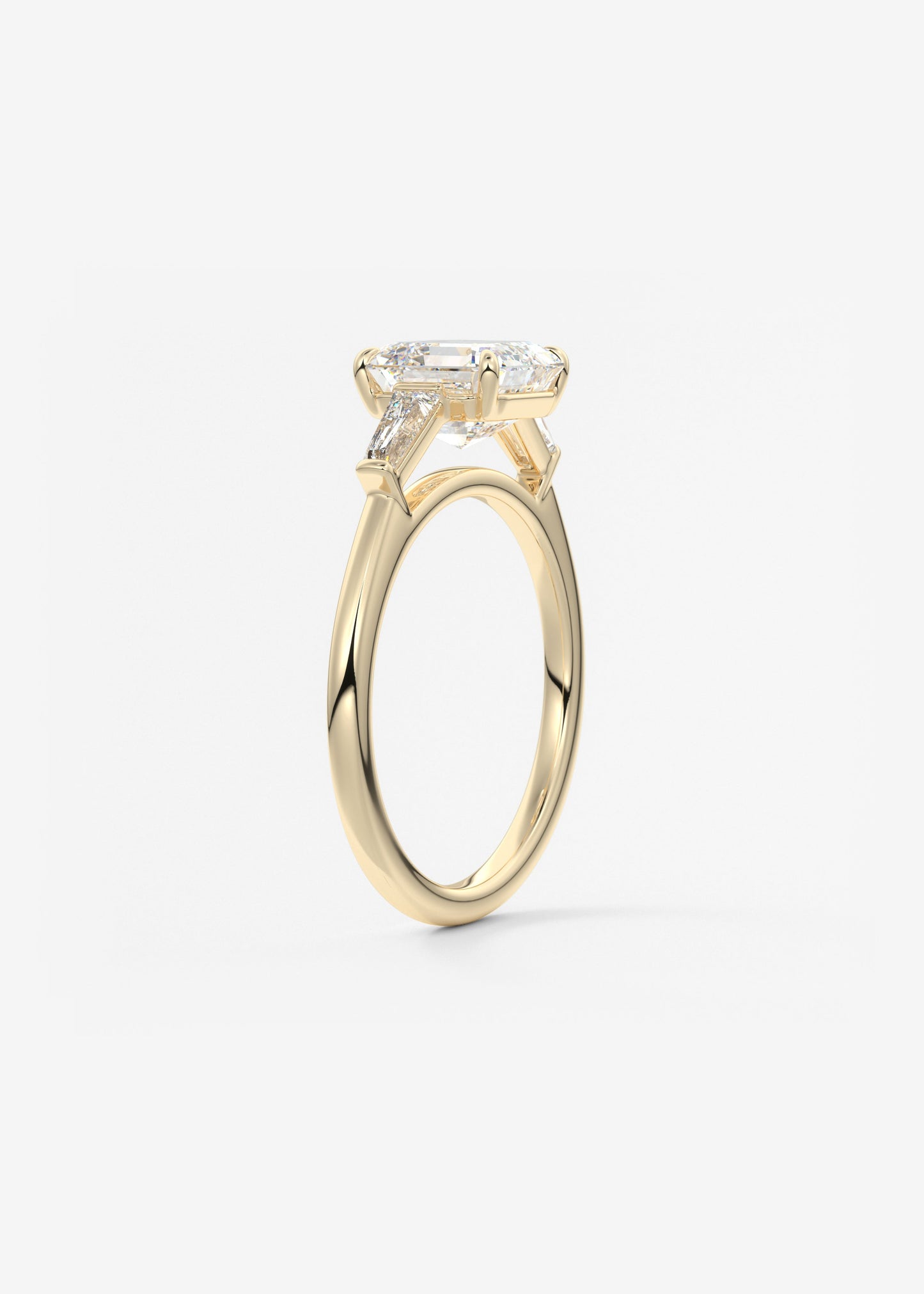 Asscher Three Stone Lab Grown Diamond Engagement Ring
