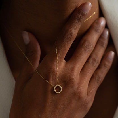 1.0 TCW Round Shape Moissanite Circle Style Necklace