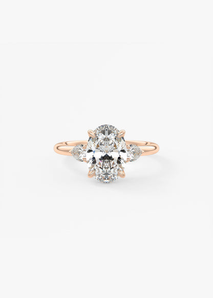 Oval Three Stone Lab Grown Diamond Engagement Ring