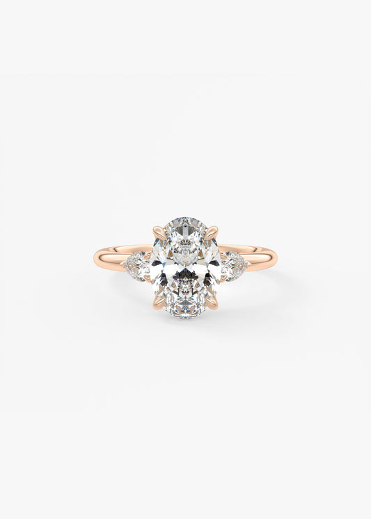 Oval Three Stone Lab Grown Diamond Engagement Ring