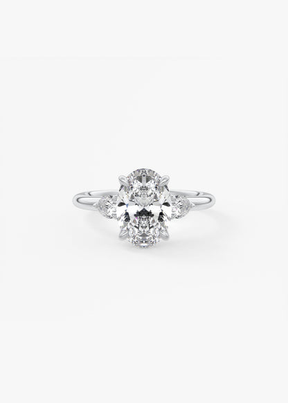 Oval Three Stone Lab Grown Diamond Engagement Ring