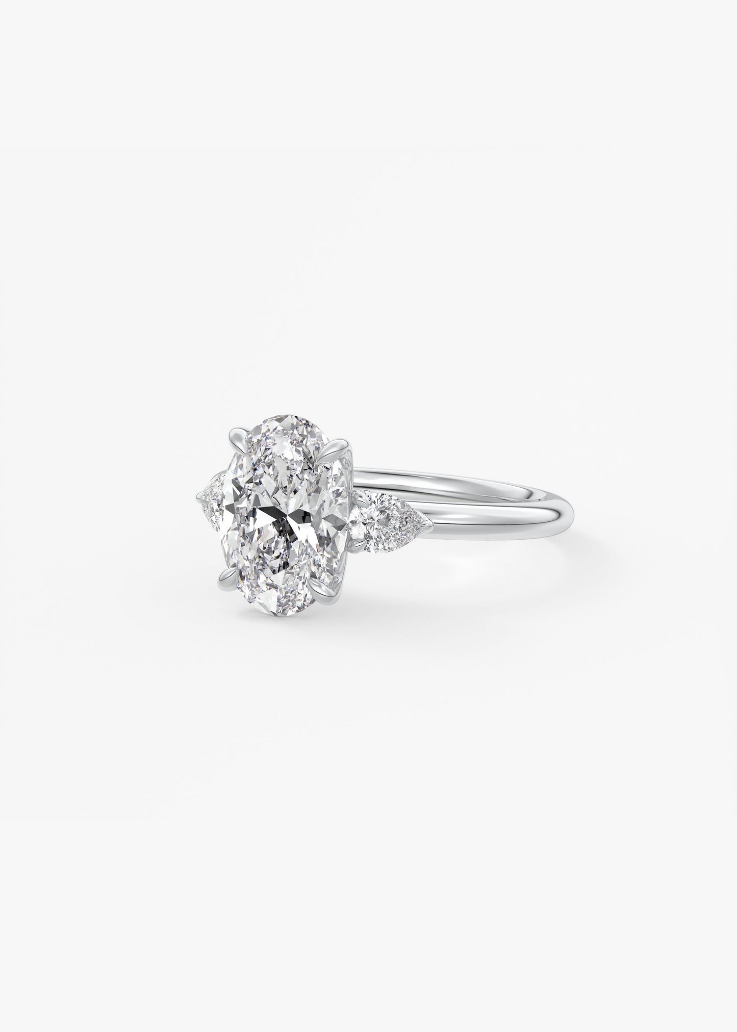 Oval Three Stone Lab Grown Diamond Engagement Ring