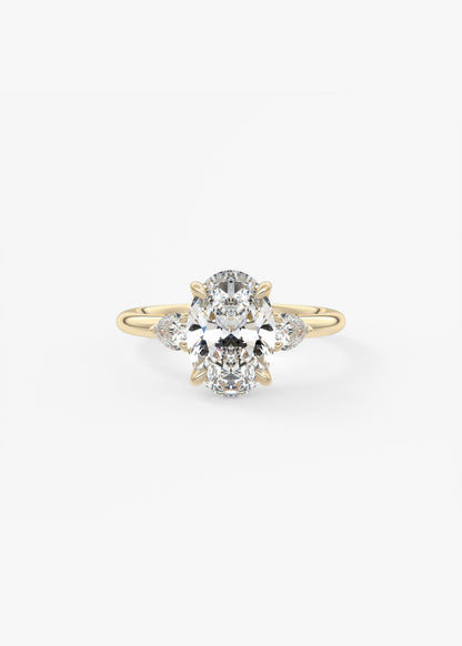 Oval Three Stone Lab Grown Diamond Engagement Ring